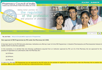 Dear Pharmacy Council, is MS Pharmacy valid?