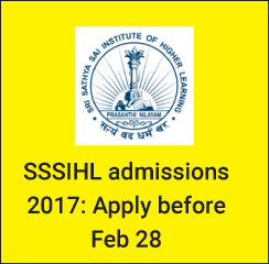 SSSIHL Admissions 2017; Apply before February 28