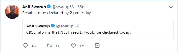 NEET 2018 Result Anil Swaroop Tweet