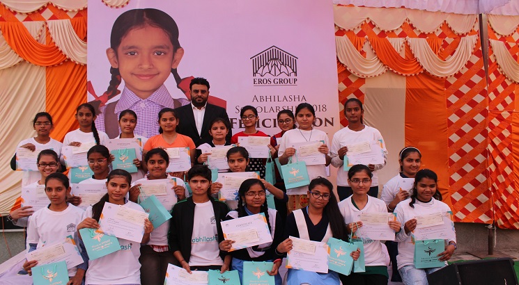 EROS Group felicitates 25 girl students with Abhilasha Scholarship