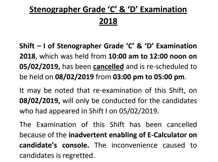 SSC Stenographer Notification 
