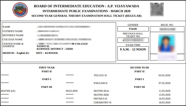 Ap Intermediate Hall Tickets 2020 Out 1st 2nd Year Download