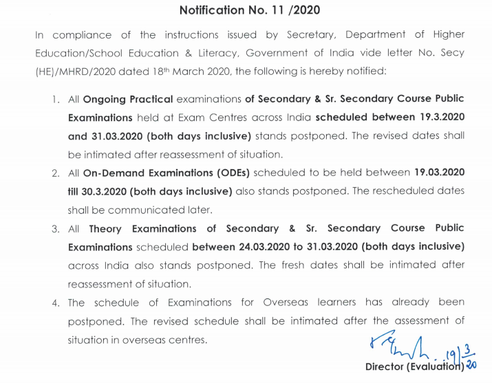 Nios Exam Dates 2020 April Session Exam Postponed Check Nios