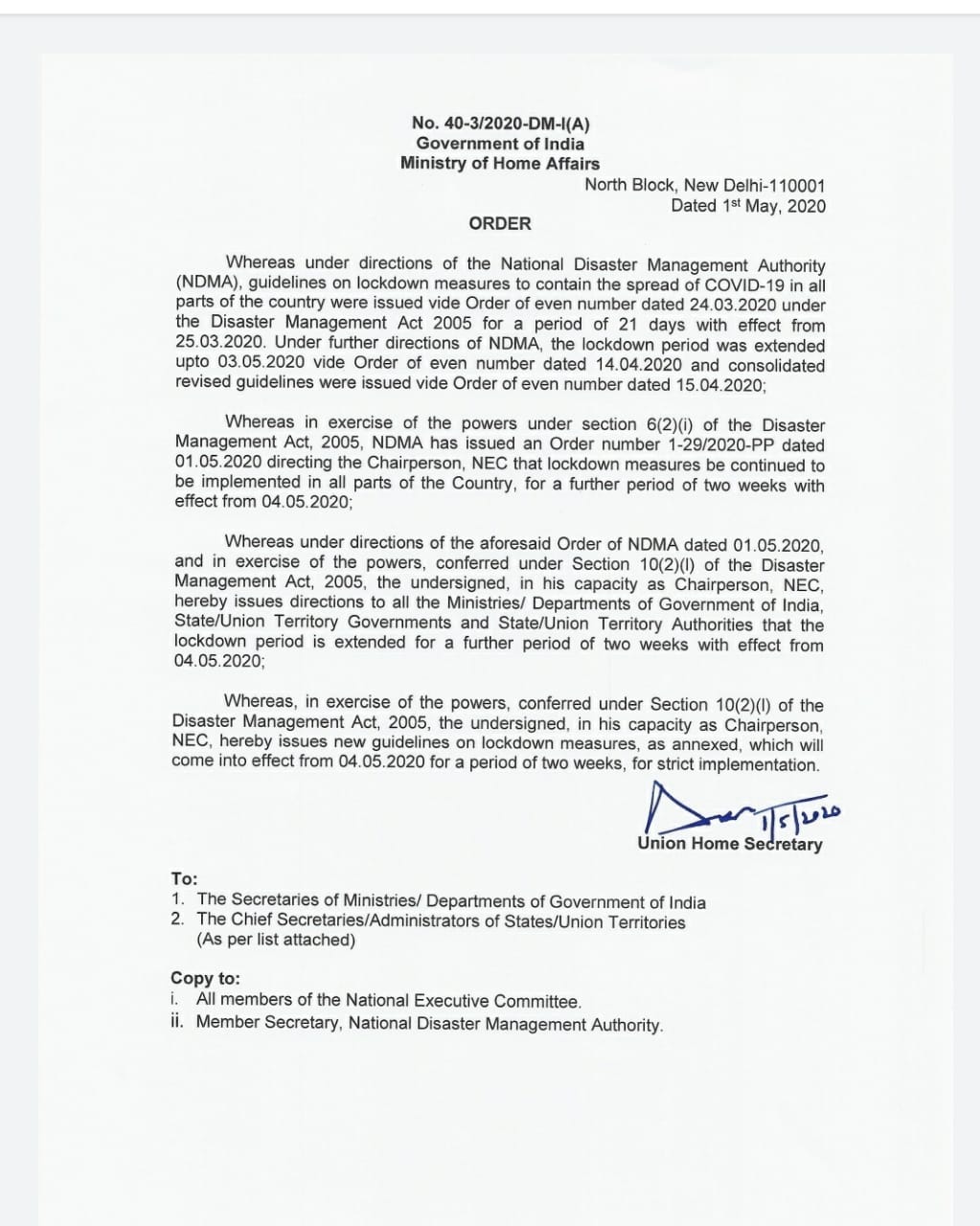 mha-press-release-mha-order-coronavirus-covid-19-lockdown-extension