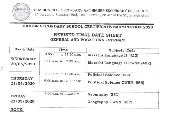 Goa-board-time-table-HSSC