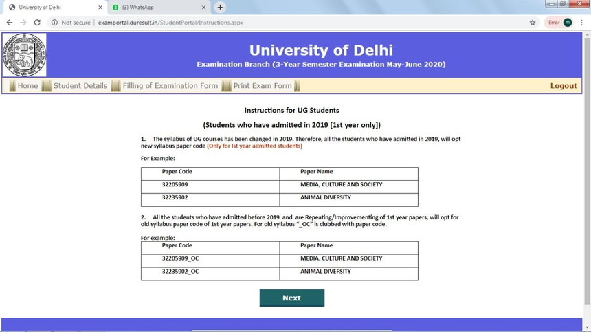 Du Examination Form 2020 Obe Dates Admit Card Released Mock Test