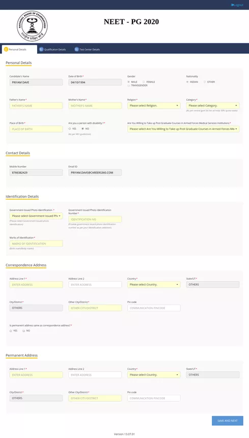 How To Fill Neet Pg 2021 Application Form Step Wise Procedure
