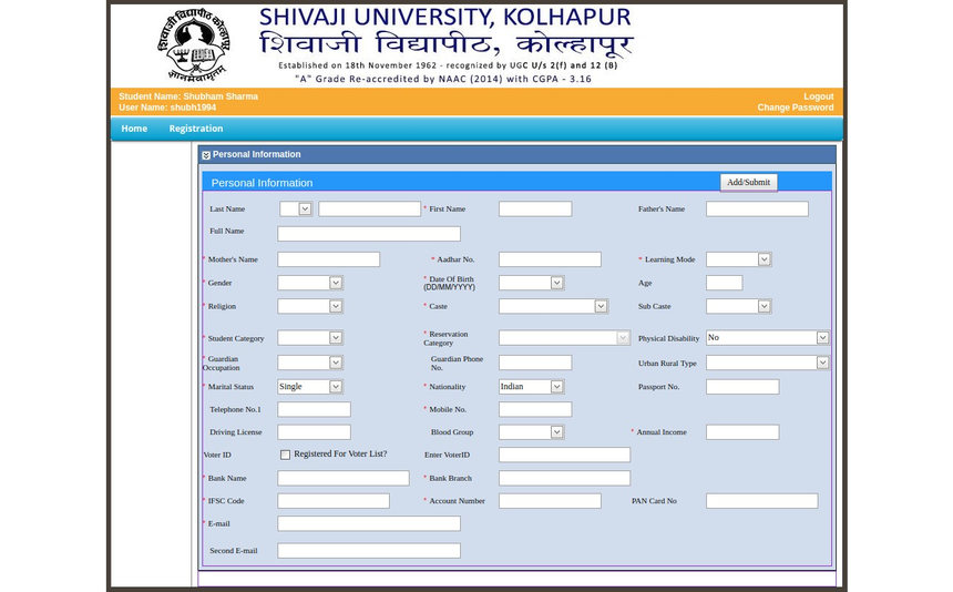 shivaji university phd guide application form