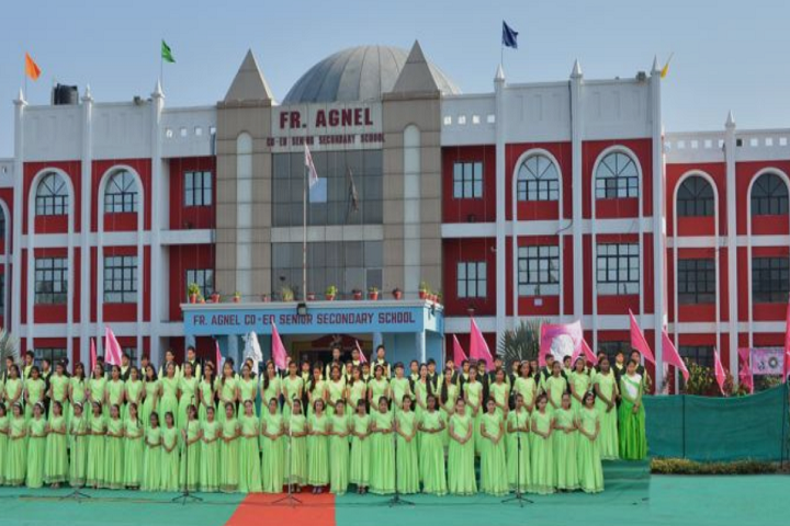 Fr Agnel Co Ed Senior Secondary School-Campus-View front with students