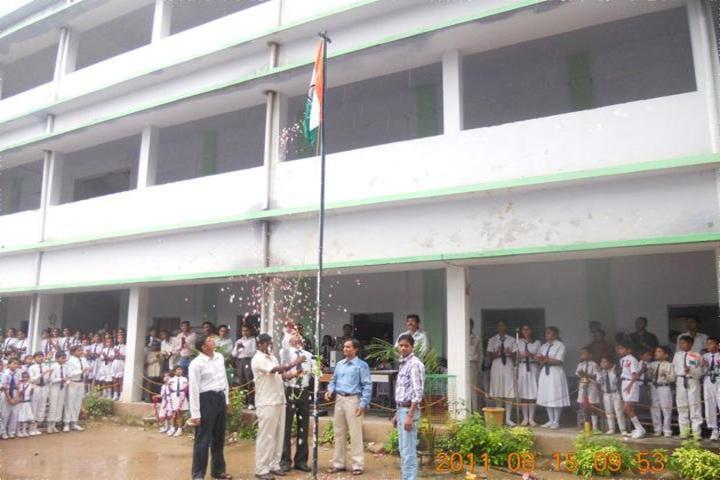 Kachhwa Christian School-Flag Hoisting