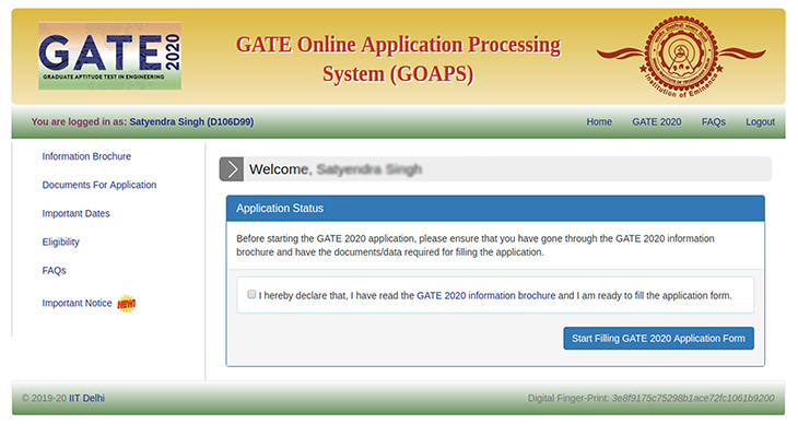 How to fill GATE 2020 Application Form - Step by step Procedure