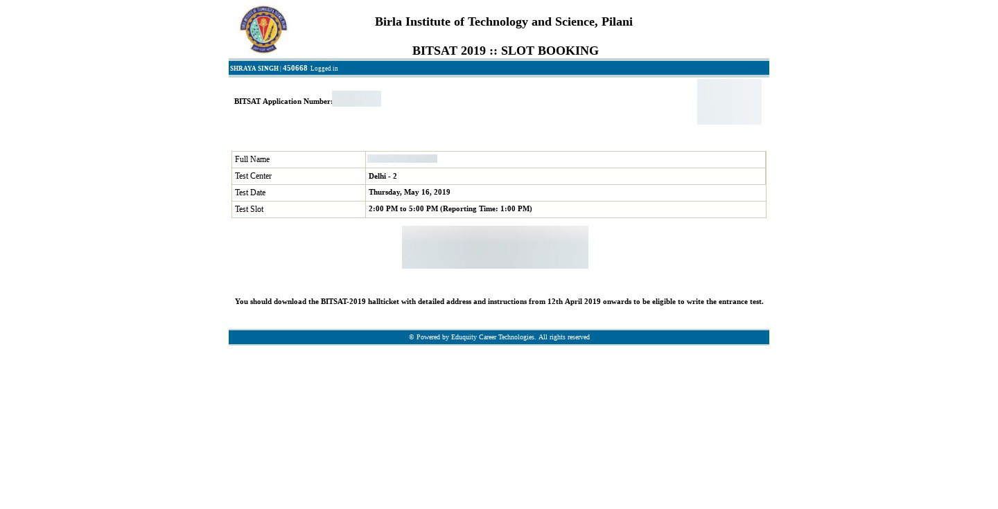 Bitsat 2017 Application Form For B Tech, After The Candidates Have Booked Their Slot Of Bitsat 2019 Candidates Are Advised To Cross Check The Details As Mentioned In The Process And Make The, Bitsat 2017 Application Form For B Tech