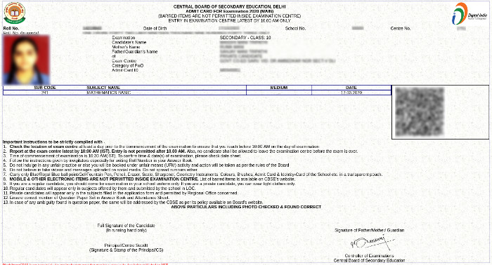 Cbse Admit Card 2020 Released For Class 10th 12th Download Here