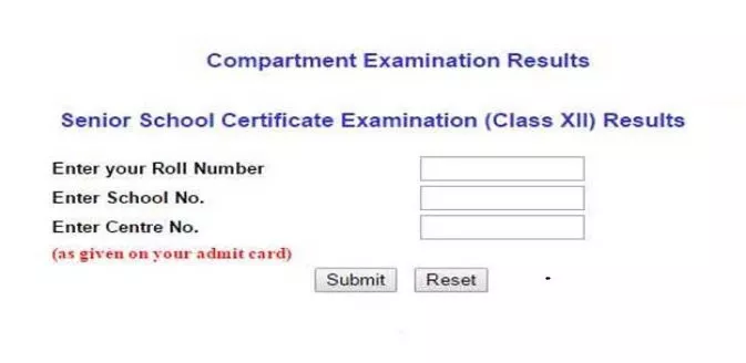 CBSE compartment result class 12 window