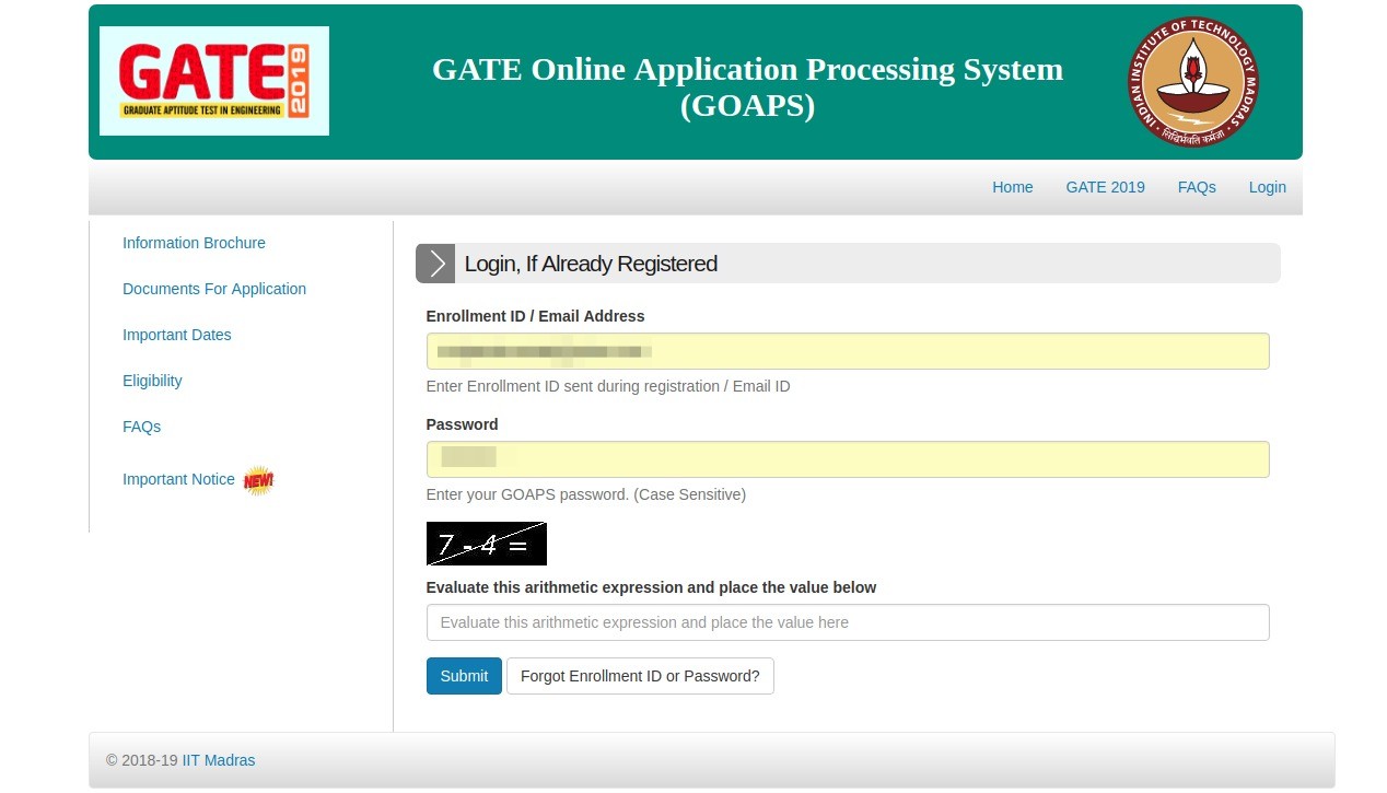 GATE Admit Card 2020 - Download GATE Hall Ticket @GOAPS