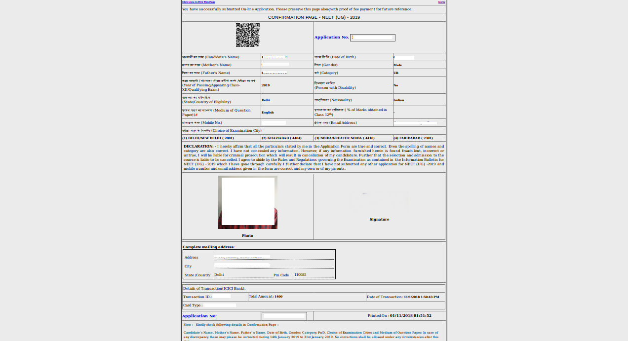 Application Form Of Neet Download, Neet Application Form 2019 Correction Window, Application Form Of Neet Download