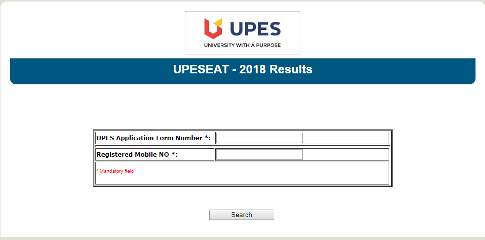 UPESEAT-Result-login-page
