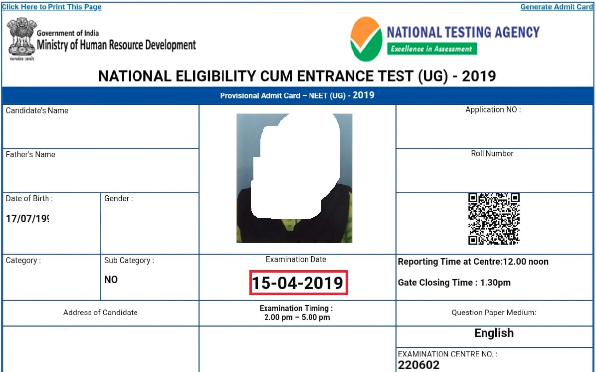 NTA reissues revised NEET admit card with correct exam date